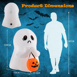 NNECW 120 CM Halloween Inflatable Ghost with Pumpkin Lantern for Decoration