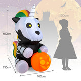 NNECW 150 CM Halloween Inflatable Skeleton Unicorn with Pumpkin Lantern
