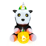 NNECW 150 CM Halloween Inflatable Skeleton Unicorn with Pumpkin Lantern
