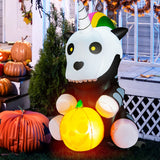 NNECW 150 CM Halloween Inflatable Skeleton Unicorn with Pumpkin Lantern