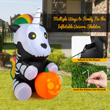 NNECW 150 CM Halloween Inflatable Skeleton Unicorn with Pumpkin Lantern