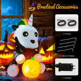 NNECW 150 CM Halloween Inflatable Skeleton Unicorn with Pumpkin Lantern