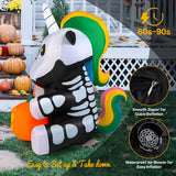 NNECW 150 CM Halloween Inflatable Skeleton Unicorn with Pumpkin Lantern