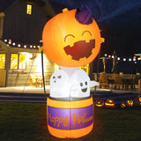 NNECW 180CM Halloween Inflatable Pumpkin Hot Air Balloon with Ghosts