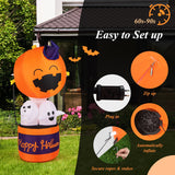 NNECW 180CM Halloween Inflatable Pumpkin Hot Air Balloon with Ghosts