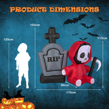 NNECW 150CM Halloween Blow Up Grim Reaper Ghost & Tombstone for Party & Lawn