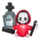 NNECW 150CM Halloween Blow Up Grim Reaper Ghost & Tombstone for Party & Lawn