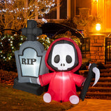 NNECW 150CM Halloween Blow Up Grim Reaper Ghost & Tombstone for Party & Lawn