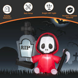 NNECW 150CM Halloween Blow Up Grim Reaper Ghost & Tombstone for Party & Lawn