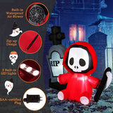 NNECW 150CM Halloween Blow Up Grim Reaper Ghost & Tombstone for Party & Lawn