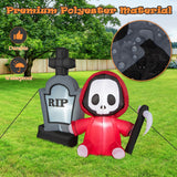NNECW 150CM Halloween Blow Up Grim Reaper Ghost & Tombstone for Party & Lawn