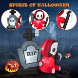 NNECW 150CM Halloween Blow Up Grim Reaper Ghost & Tombstone for Party & Lawn
