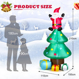 NNECW 210 CM Blow-up Christmas Tree with Santa Claus for Lawn & Home &Party