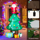 NNECW 210 CM Blow-up Christmas Tree with Santa Claus for Lawn & Home &Party