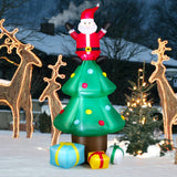 NNECW 210 CM Blow-up Christmas Tree with Santa Claus for Lawn & Home &Party