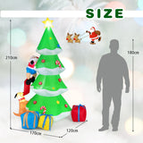 NNECW 210CM Inflatable Santa Claus Climbing Christmas Tree Chased by Dogs