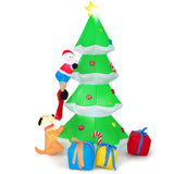 NNECW 210CM Inflatable Santa Claus Climbing Christmas Tree Chased by Dogs