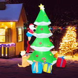 NNECW 210CM Inflatable Santa Claus Climbing Christmas Tree Chased by Dogs