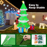 NNECW 210CM Inflatable Santa Claus Climbing Christmas Tree Chased by Dogs