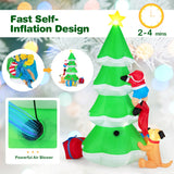 NNECW 210CM Inflatable Santa Claus Climbing Christmas Tree Chased by Dogs