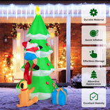 NNECW 210CM Inflatable Santa Claus Climbing Christmas Tree Chased by Dogs