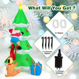 NNECW 210CM Inflatable Santa Claus Climbing Christmas Tree Chased by Dogs