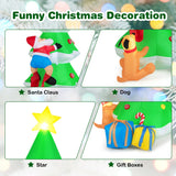 NNECW 210CM Inflatable Santa Claus Climbing Christmas Tree Chased by Dogs