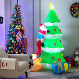 NNECW 210CM Inflatable Santa Claus Climbing Christmas Tree Chased by Dogs
