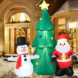 NNECW 185CM Tall Christmas Inflatables Tree with Santa Claus & Snowman