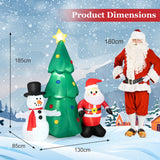 NNECW 185CM Tall Christmas Inflatables Tree with Santa Claus & Snowman