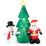 NNECW 185CM Tall Christmas Inflatables Tree with Santa Claus & Snowman