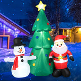 NNECW 185CM Tall Christmas Inflatables Tree with Santa Claus & Snowman