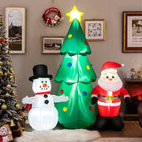 NNECW 185CM Tall Christmas Inflatables Tree with Santa Claus & Snowman