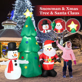 NNECW 185CM Tall Christmas Inflatables Tree with Santa Claus & Snowman