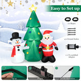 NNECW 185CM Tall Christmas Inflatables Tree with Santa Claus & Snowman