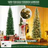 NNECW 2.1 M Pre-lit Half-Shape Christmas Tree with LED Lights