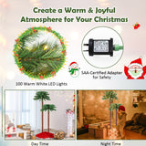 NNECW Pre-Lit Artificial Palm Tree with 100 LED Lights for Christmas
