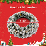 NNECW 61CM Flocked Christmas Wreath with Timer for Front Door