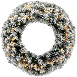 NNECW 61CM Flocked Christmas Wreath with Timer for Front Door