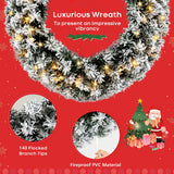 NNECW 61CM Flocked Christmas Wreath with Timer for Front Door