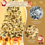 NNECW 1.8 M Artificial Christmas Tree with Metal Stand and 61CM Flocked Christmas Wreath for Festivals