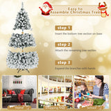 NNECW 1.8 M Artificial Christmas Tree with Metal Stand and 61CM Flocked Christmas Wreath for Festivals
