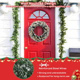 NNECW 61CM Flocked Christmas Wreath with Timer for Front Door