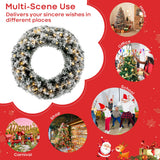 NNECW 61CM Flocked Christmas Wreath with Timer for Front Door