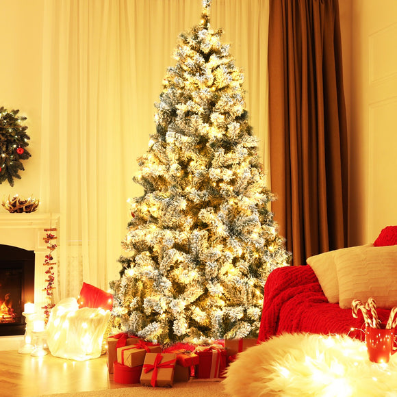 NNECW 1.8 M Artificial Christmas Tree with Metal Stand and 61CM Flocked Christmas Wreath for Festivals