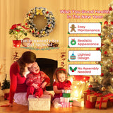NNECW 61CM Flocked Christmas Wreath with Timer for Front Door