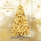NNECW 1.8 M Artificial Christmas Tree with Metal Stand and 61CM Flocked Christmas Wreath for Festivals