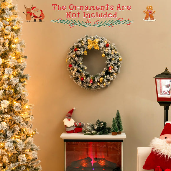 NNECW 61CM Flocked Christmas Wreath with Timer for Front Door