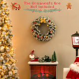 NNECW 61CM Flocked Christmas Wreath with Timer for Front Door