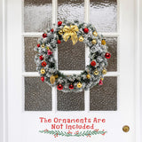 NNECW 61CM Flocked Christmas Wreath with Timer for Front Door